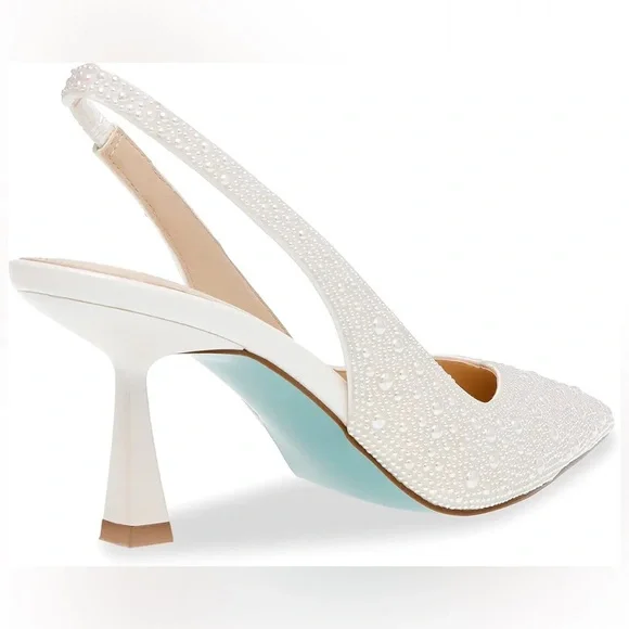 Blue by Betsey Johnson White Crystal Slingback Heels - Picture 4 of 9